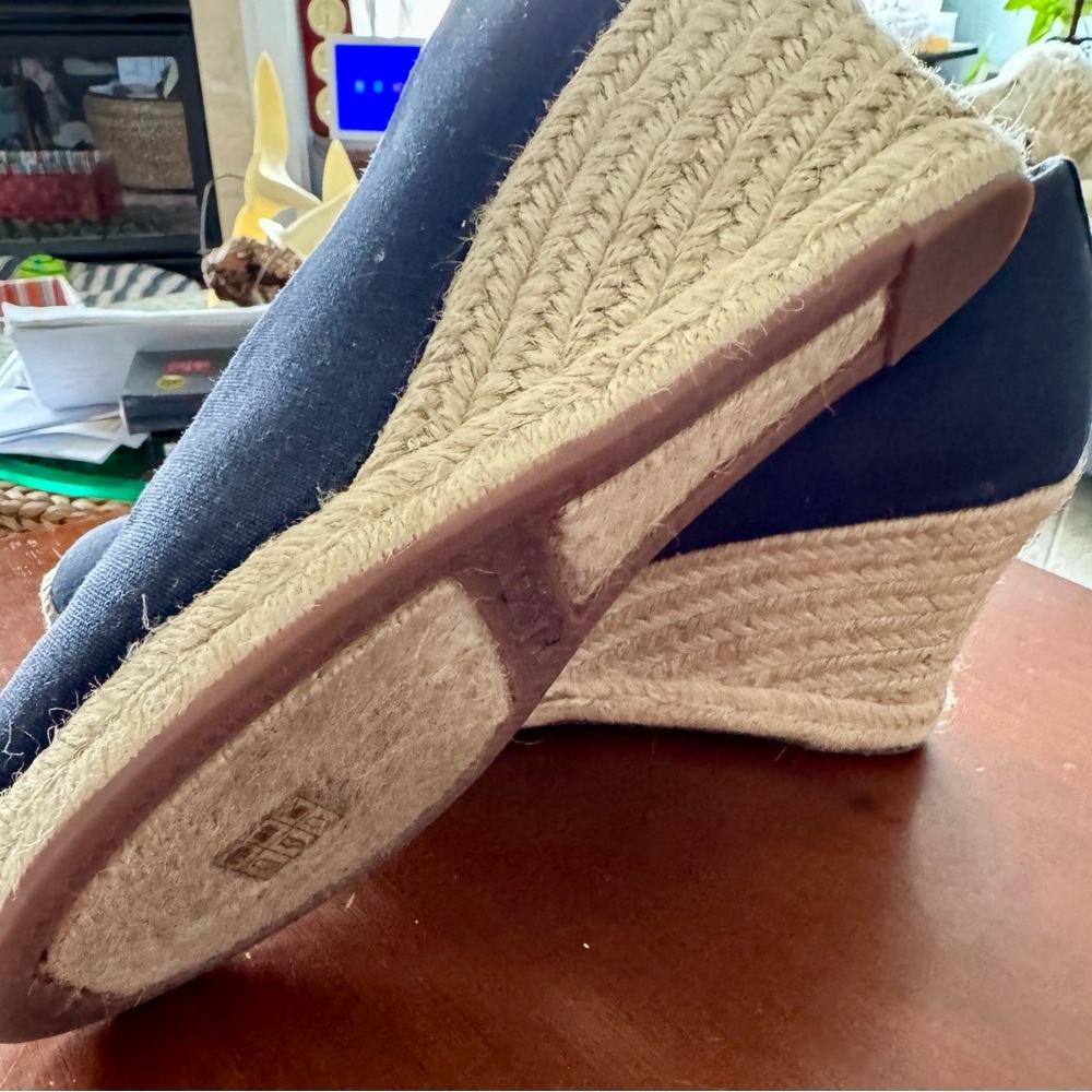 J. Crew Women's Navy Espadrille Wedges Sz 9.5 VGUC - Picture 5 of 6